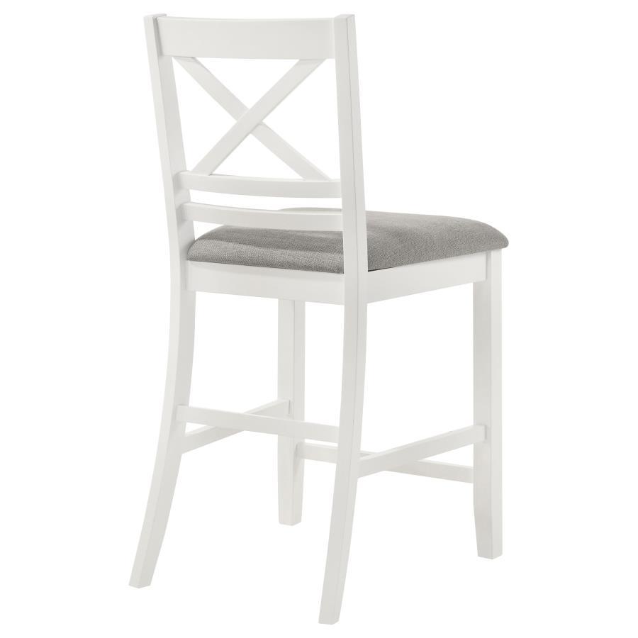 

                    
Buy Modern White/Light Grey Wood Counter Height Chair Set 2PCS Coaster Hollis 122249
