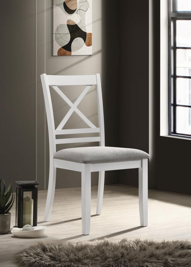 

    
Modern White/Light Grey Wood Side Chair Set 2PCS Coaster Hollis 122242
