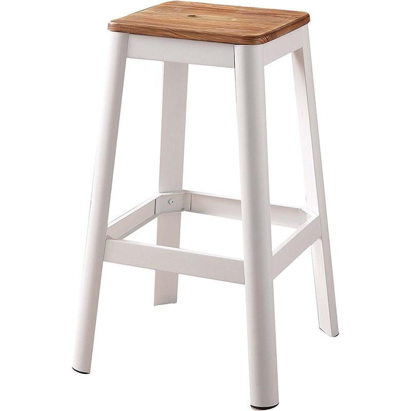 

    
Modern White & Natural Bar Stool by Acme Jacotte 72331
