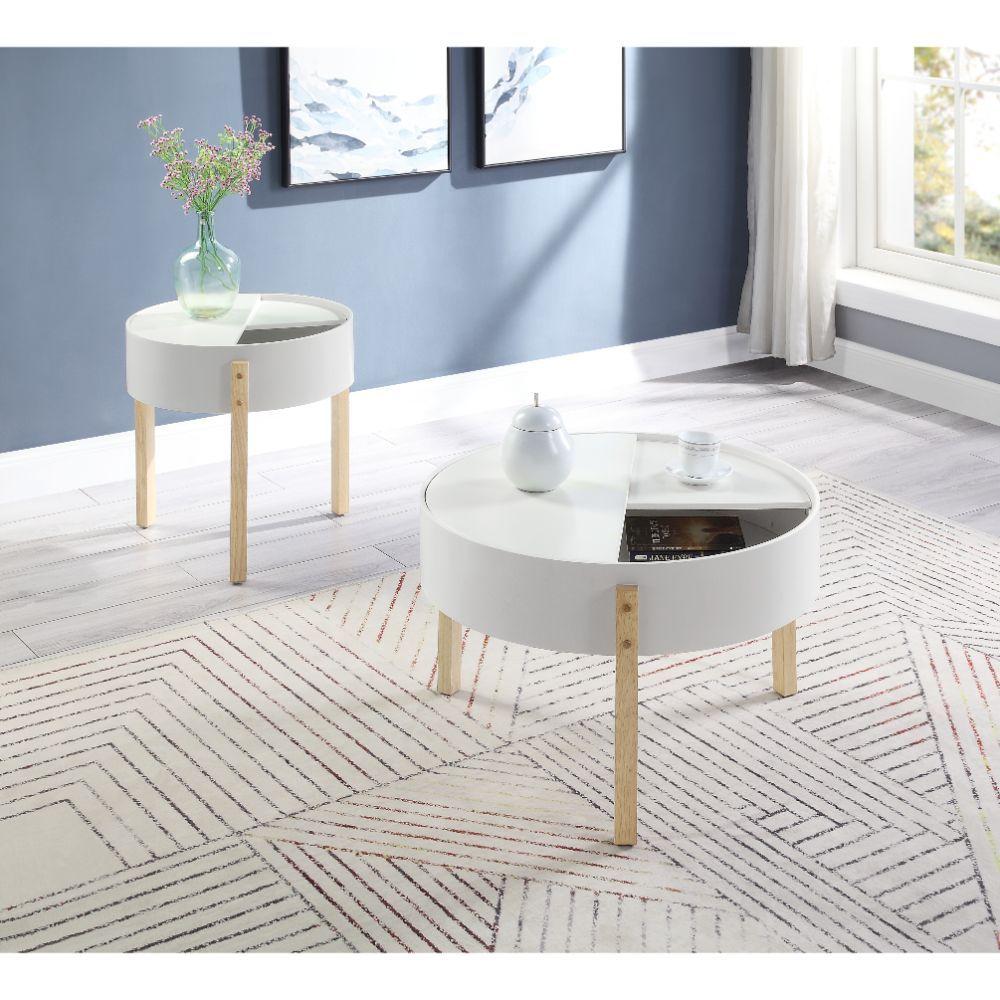 Modern Coffee Table and 2 End Tables Bodfish 83215-3pcs in White 