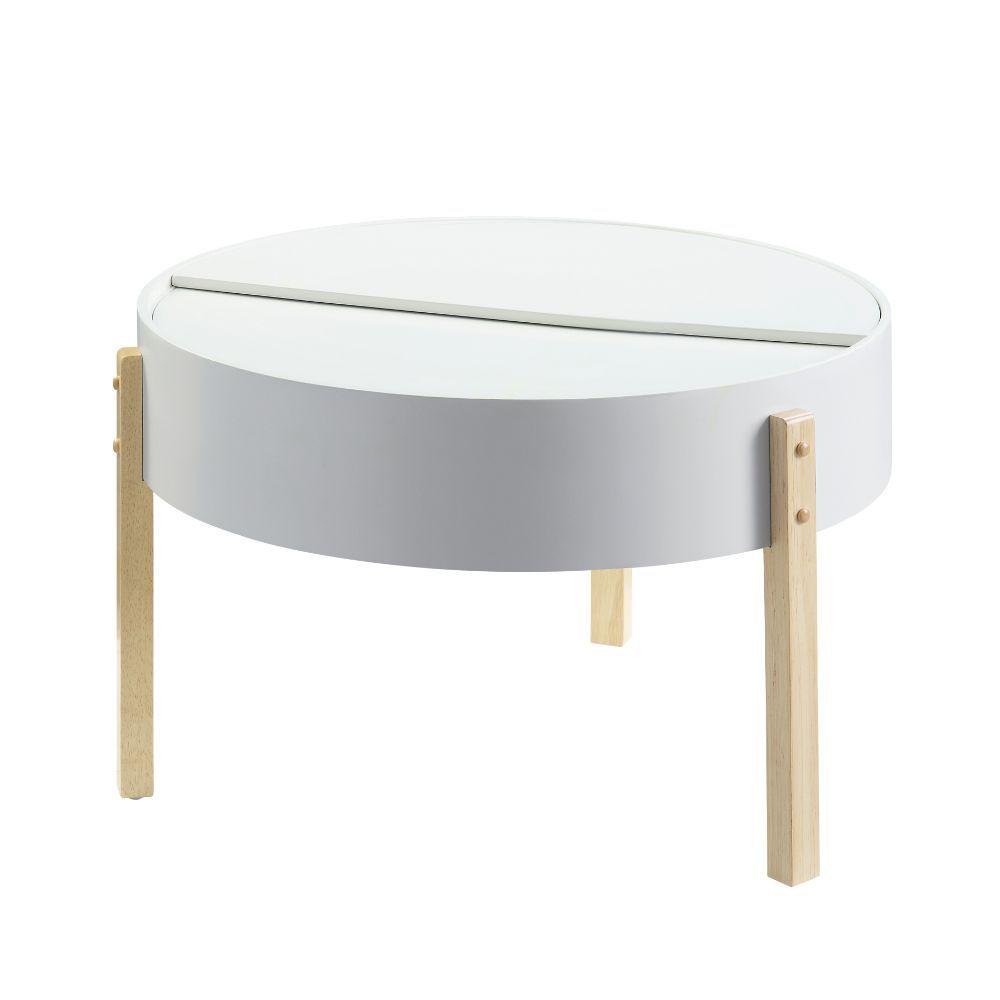 

    
Modern White & Natural Coffee Table by Acme Bodfish 83215
