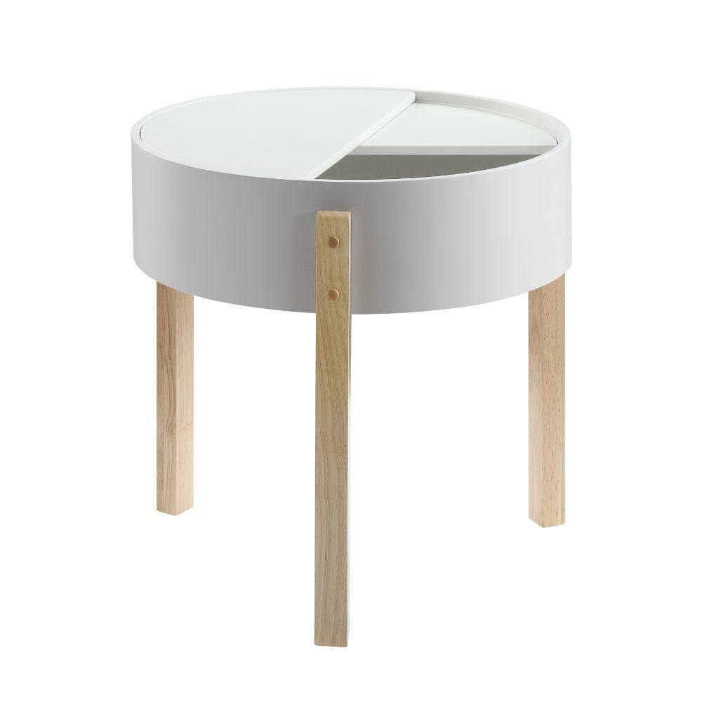 

    
Modern White & Natural End Table by Acme Bodfish 83217
