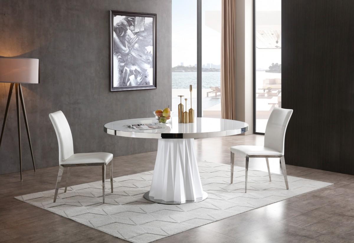 

                    
Buy Modern White Round Dining Table + 4 Chairs by VIG Modrest Cabaret
