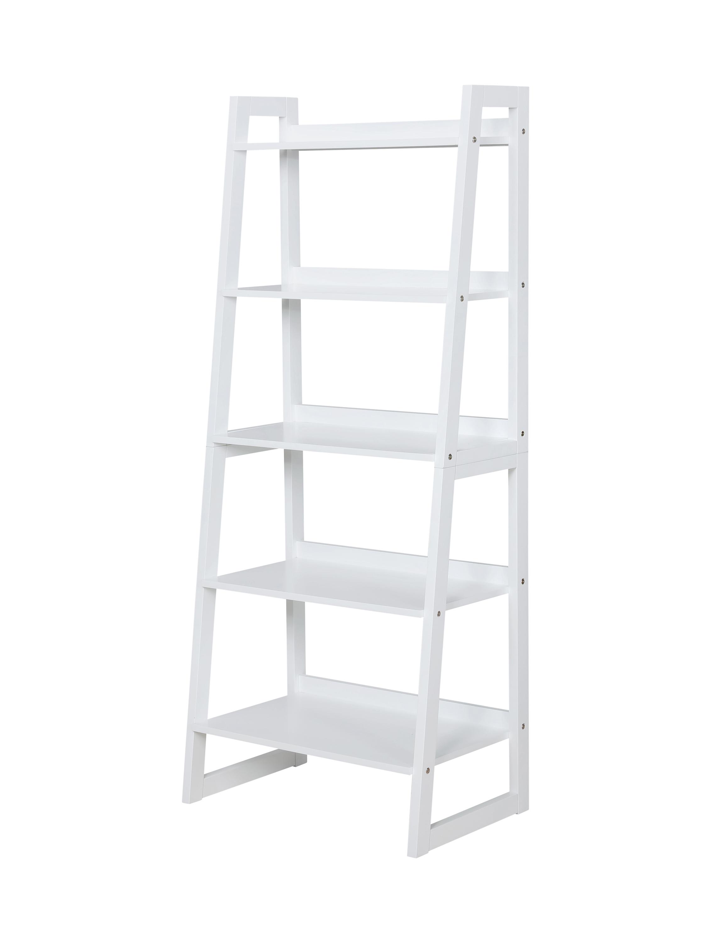 

    
Modern White Rubberwood Ladder Bookcase Coaster 805713 Trudie
