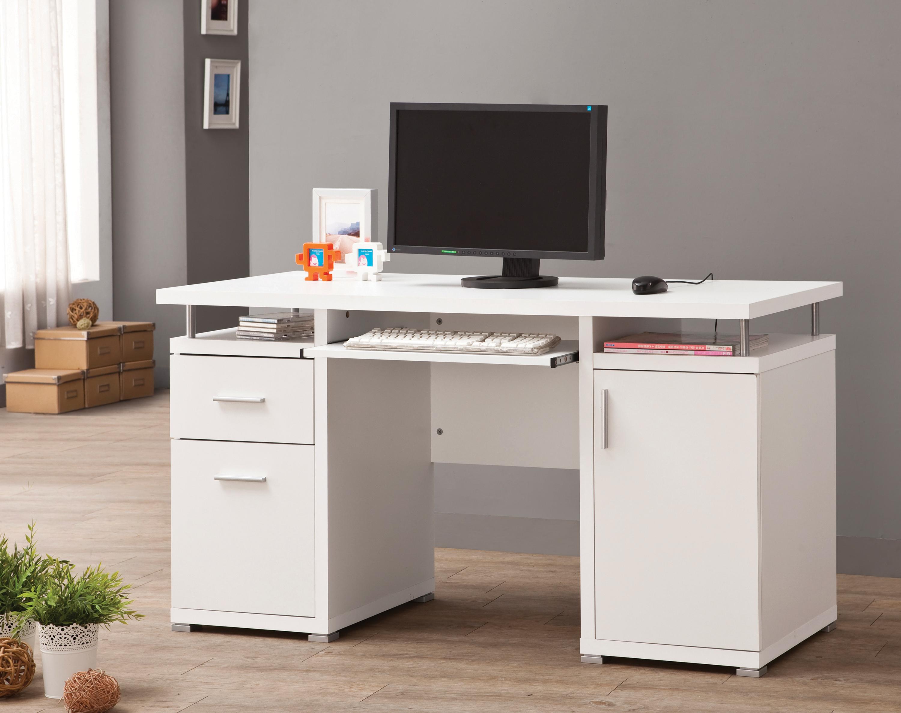

    
 Order  Modern White Solid Wood Computer Desk Coaster 800108 Tracy
