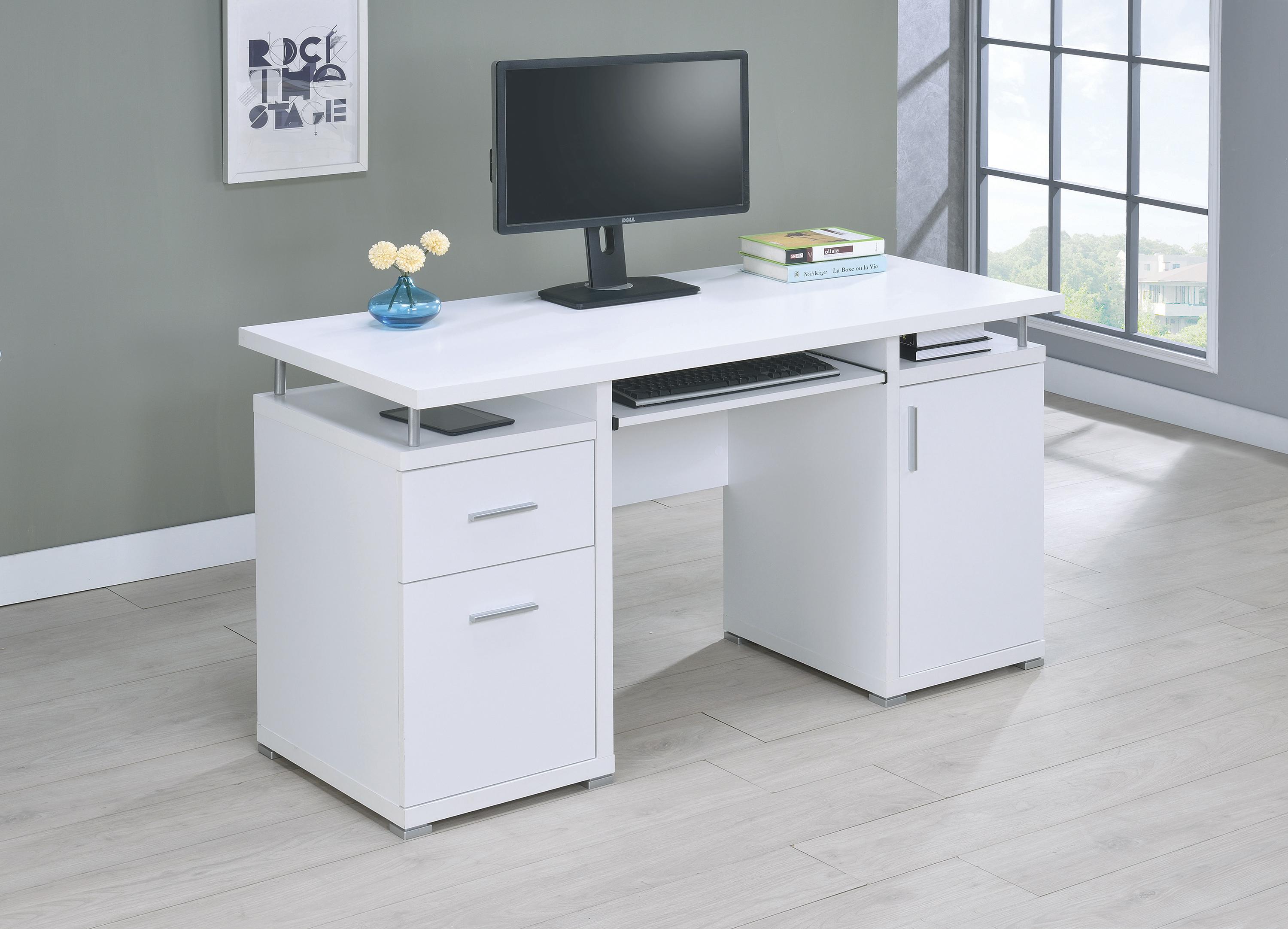 

                    
Buy Modern White Solid Wood Computer Desk Coaster 800108 Tracy
