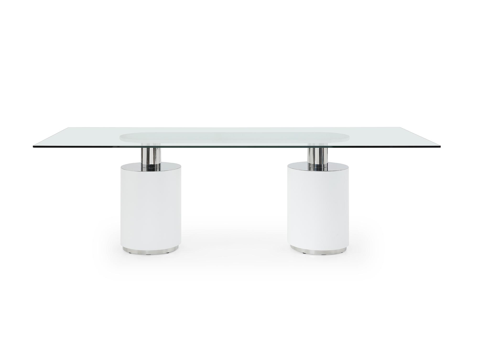 

    
Modern White Stainless Steel & Tempered Glass Dining Table WhiteLine DT1660-WHT Mandarin
