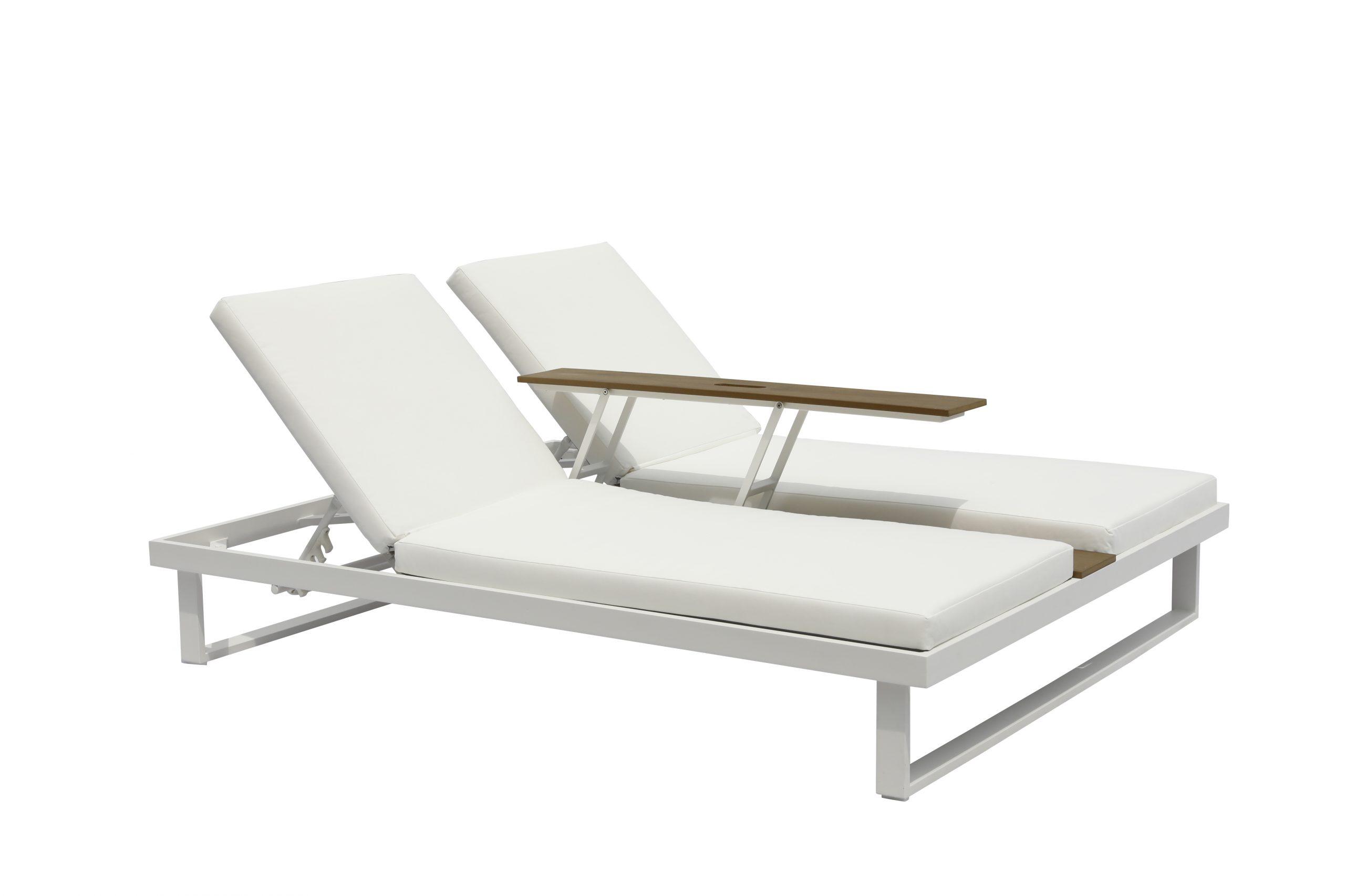 Modern Double Lounge Chair CL1572-WHT Sandy CL1572-WHT in White Fabric