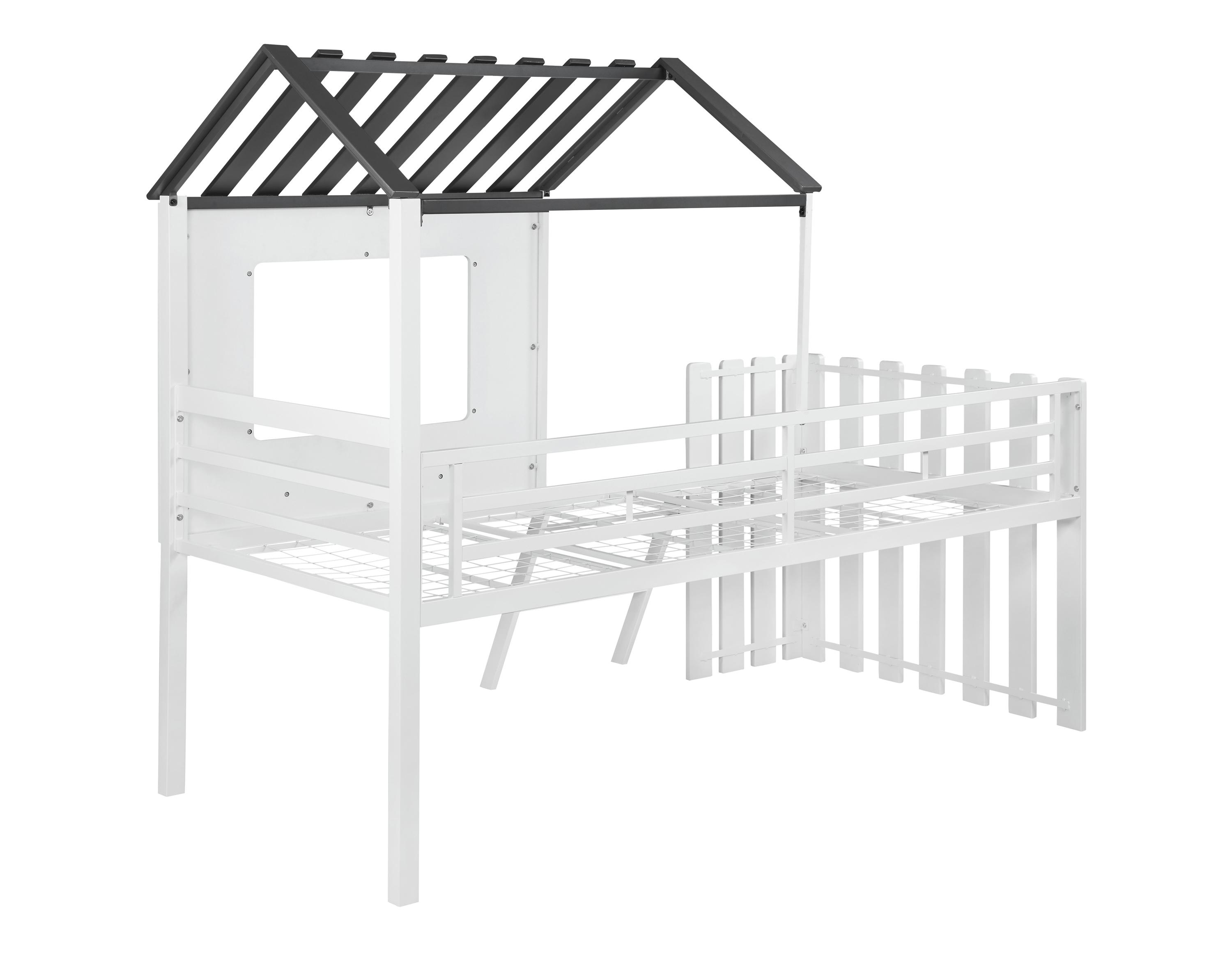

    
Modern White & Gunmetal Steel Twin Loft Bed Coaster 409464T
