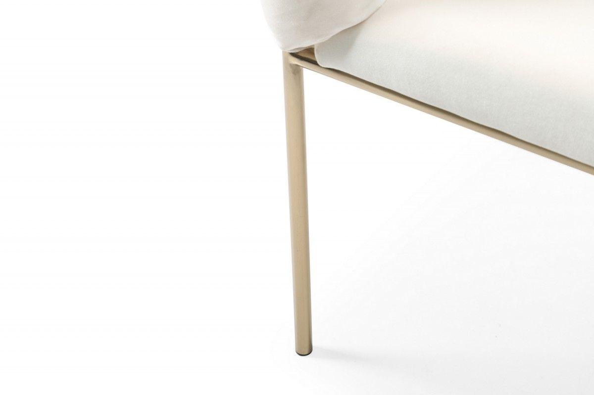 

    
VGVCB202-WHT-2pcs Modern White Velour Fabric & Brass Legs Dining Chairs Set by VIG Modrest Debra
