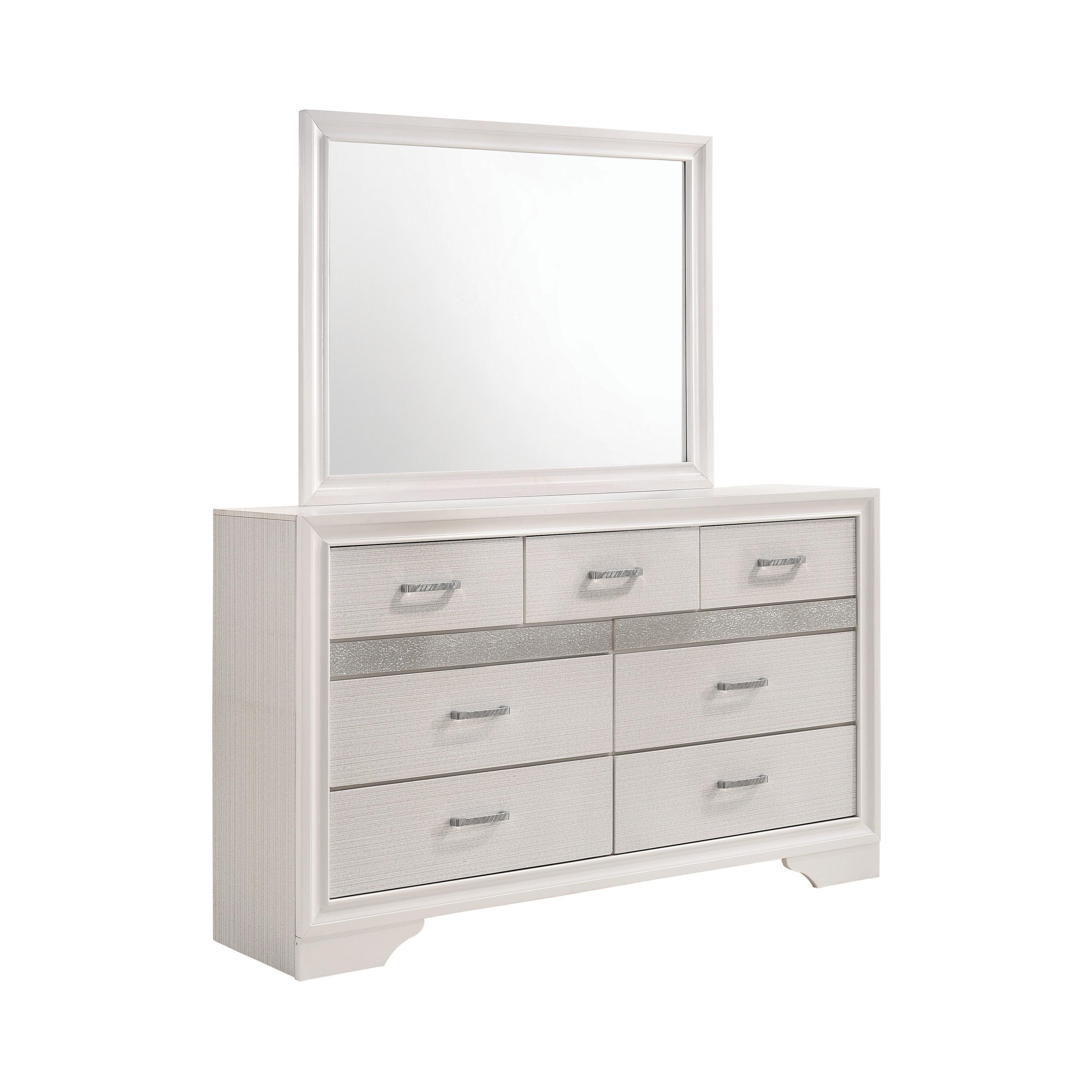

    
Modern White Wood Dresser w/Mirror Coaster 205113 Miranda
