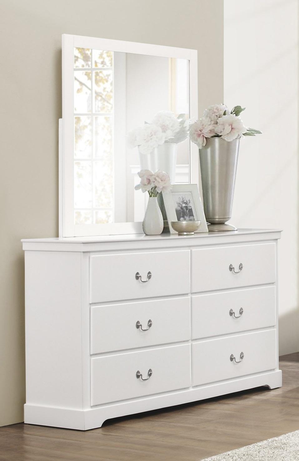 Modern Dresser w/Mirror 1519WH-5*6-2PC Seabright 1519WH-5*6-2PC in White 