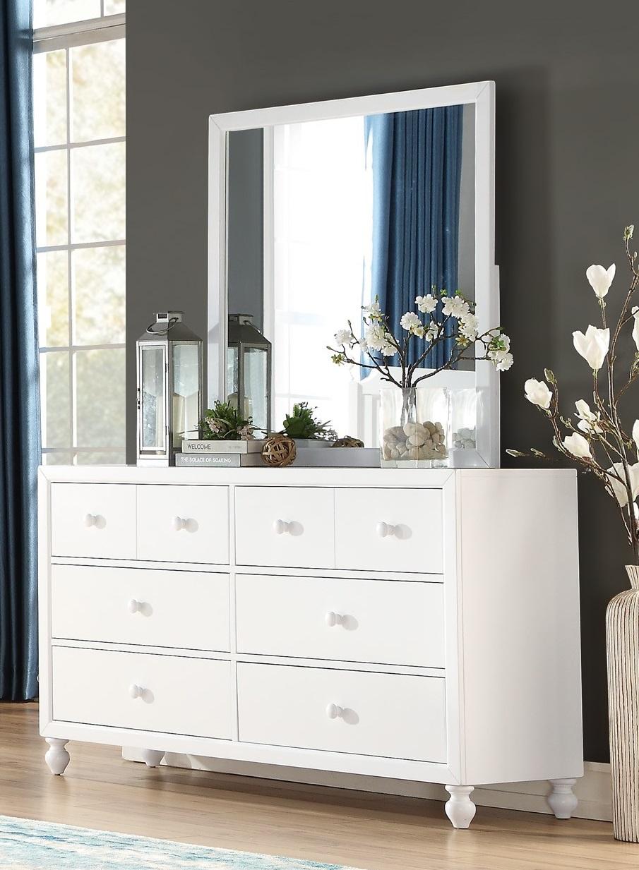 

    
Modern White Wood Dresser w/Mirror Homelegance 1803W-5*6 Wellsummer
