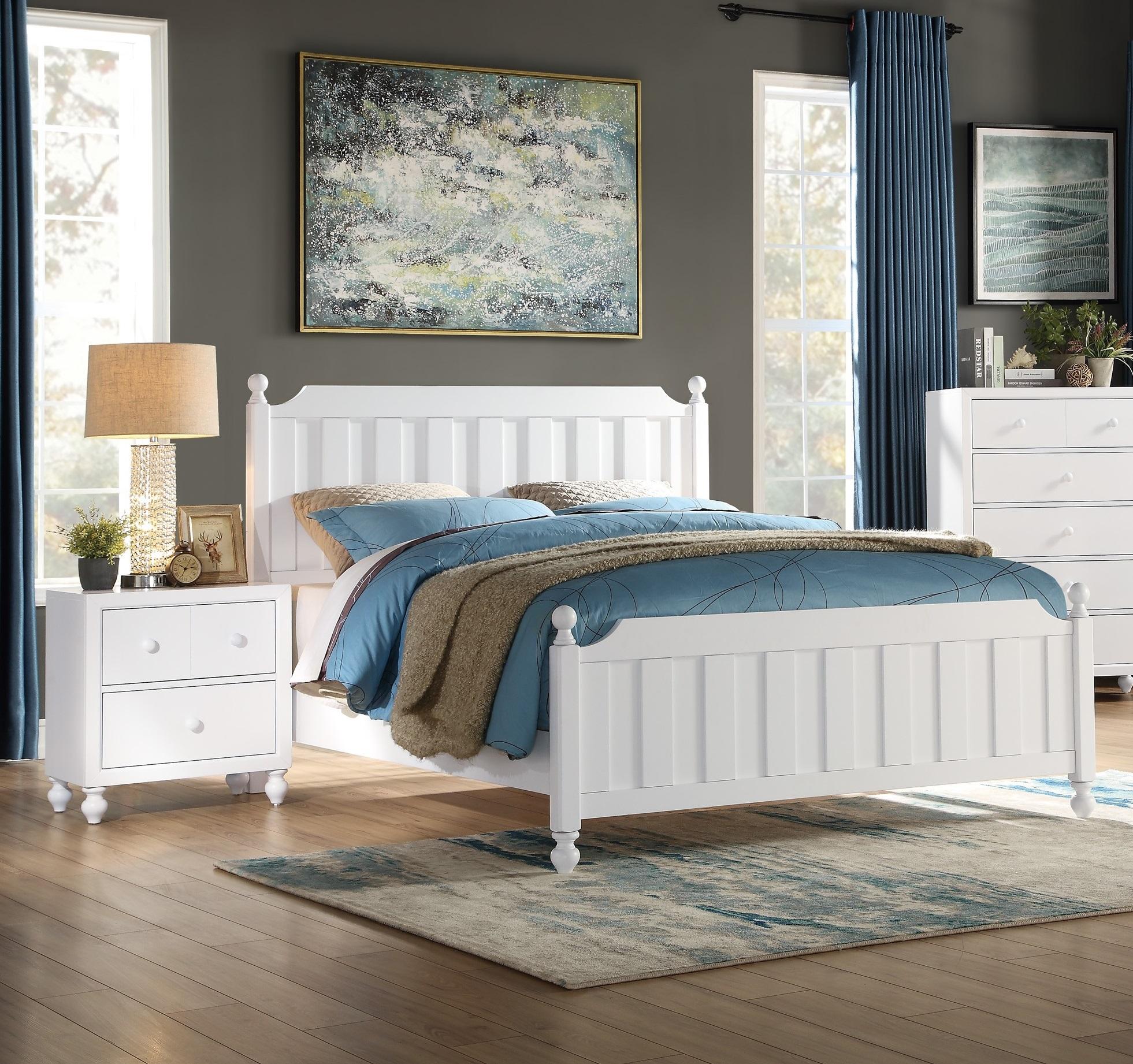 

    
Modern White Wood Full Bedroom Set 3pcs Homelegance 1803WF-1* Wellsummer
