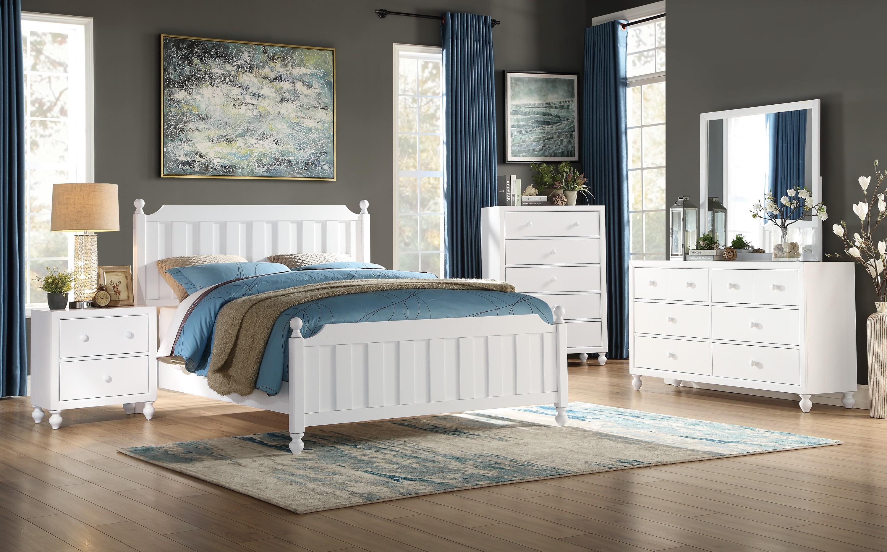 

    
Modern White Wood Full Bedroom Set 5pcs Homelegance 1803WF-1* Wellsummer
