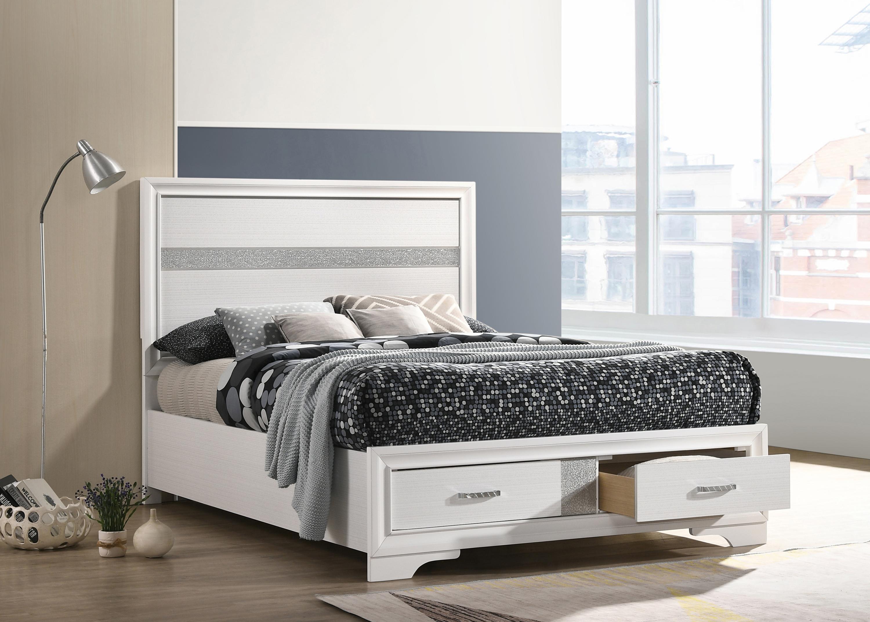 

    
 Order  Modern White Wood Full Storage Bedroom Set 3pcs Coaster 205111F Miranda
