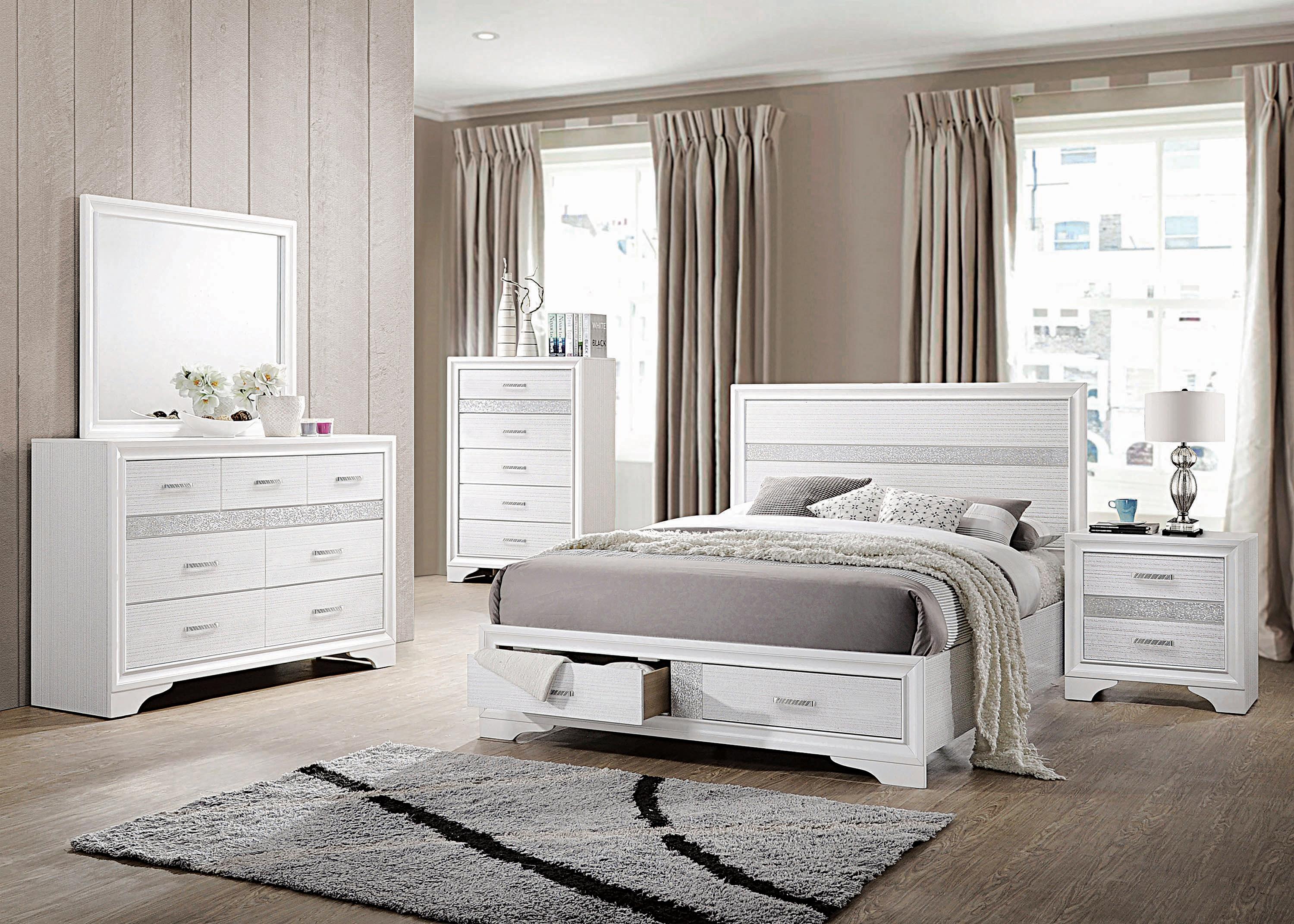 Modern Bedroom Set 205111KE-6PC Miranda 205111KE-6PC in White 