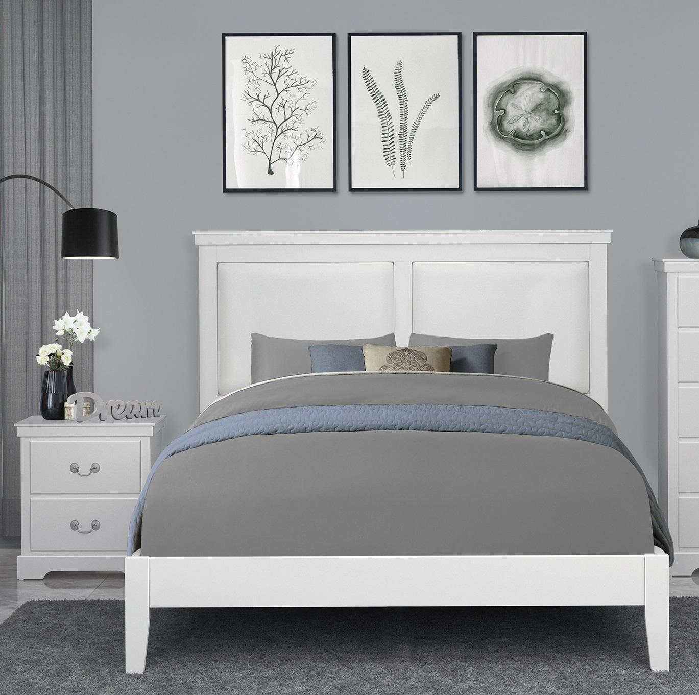 Modern Bedroom Set 1519WH-1-3PC Seabright 1519WH-1-3PC in White Faux Leather