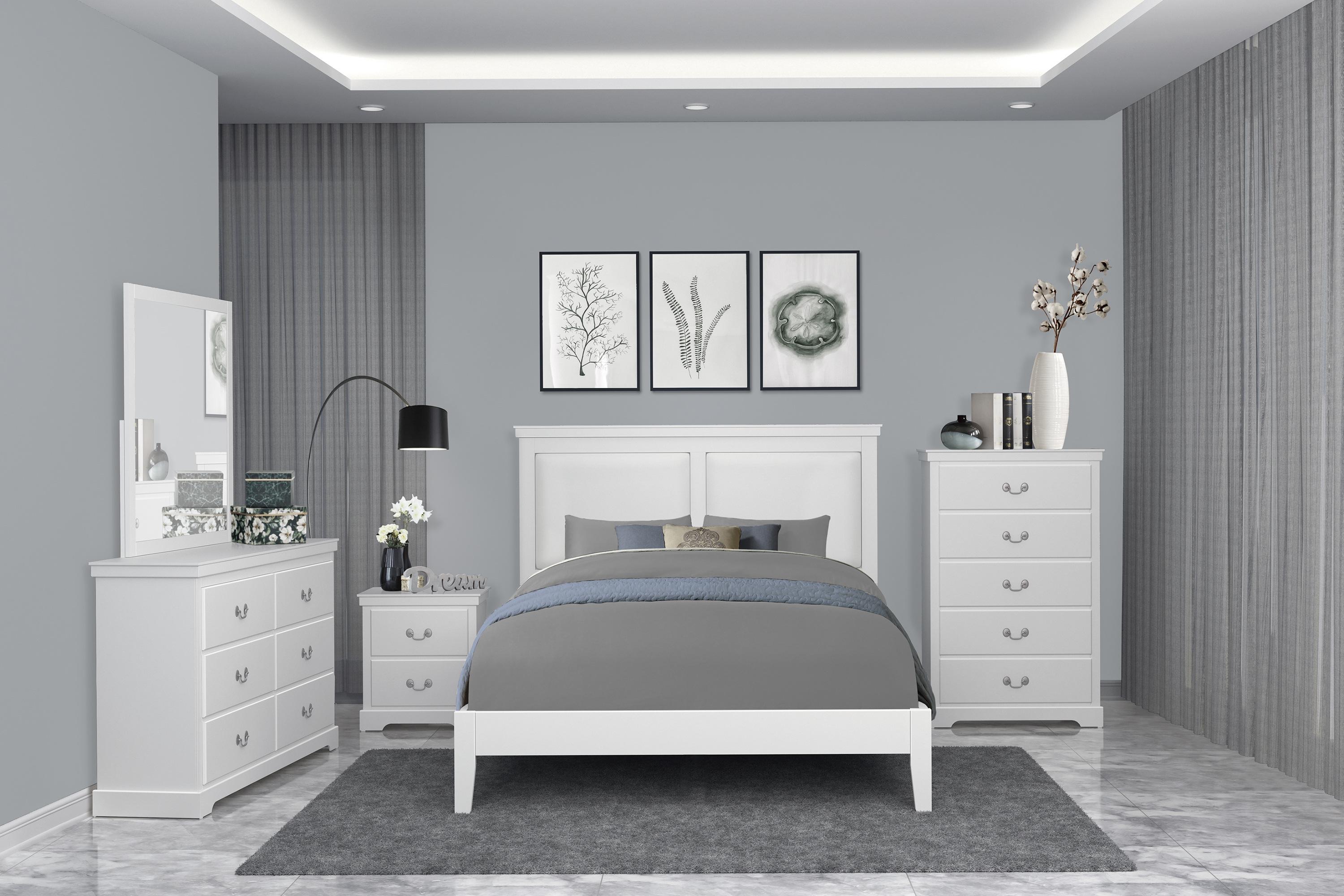 

    
Modern White Wood Queen Bedroom Set 6pcs Homelegance 1519WH-1* Seabright

