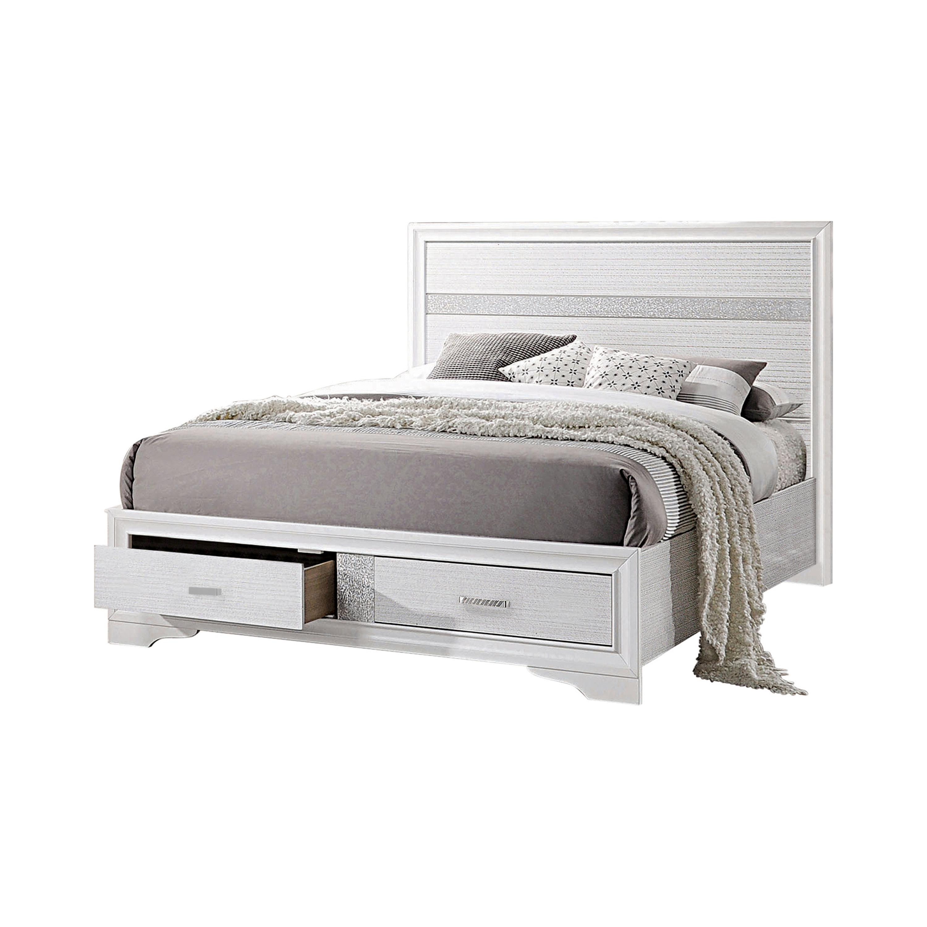 

    
Modern White Wood Queen Storage Bedroom Set 5pcs Coaster 205111Q Miranda
