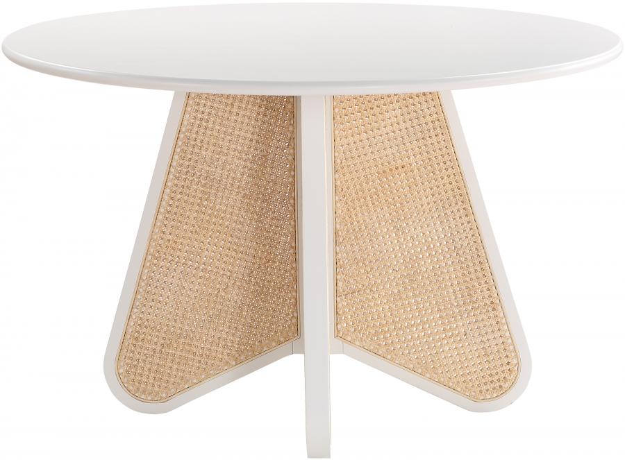 

    
Modern White Wood Round Dining Table Meridian Furniture Butterfly 705White-T
