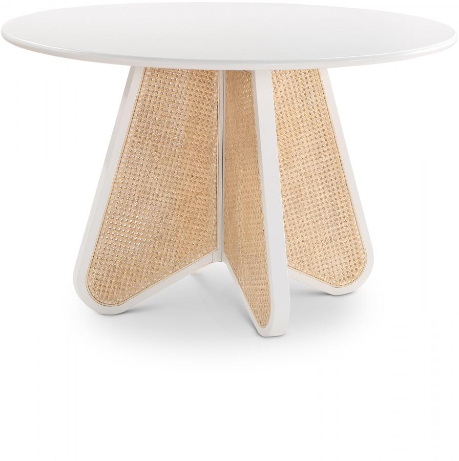 

    
Modern White Wood Round Dining Table Meridian Furniture Butterfly 705White-T
