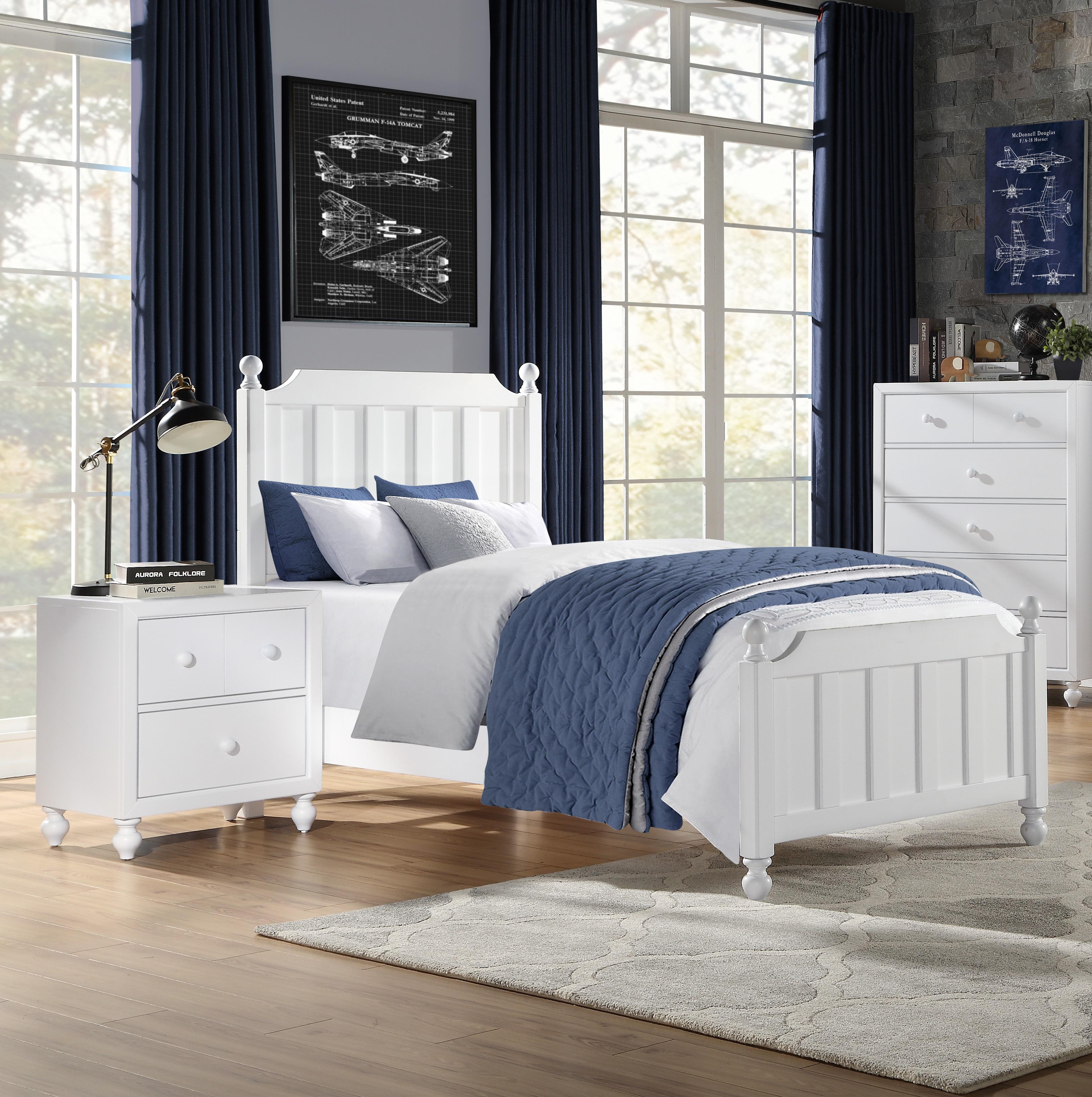 

    
Modern White Wood Twin Bedroom Set 3pcs Homelegance 1803WT-1* Wellsummer
