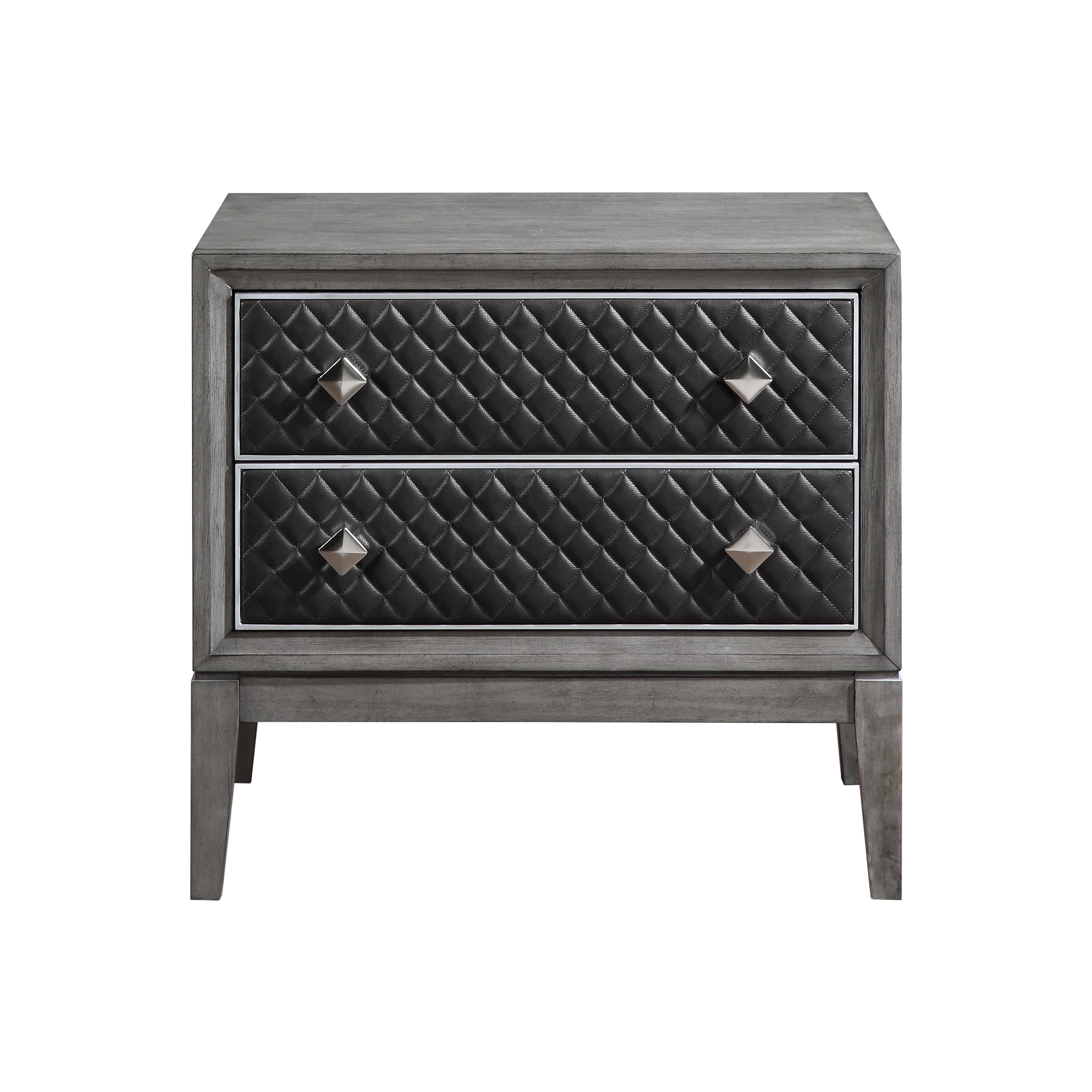 Modern Nightstand 1566GY-4 West End 1566GY-4 in Gray Faux Leather