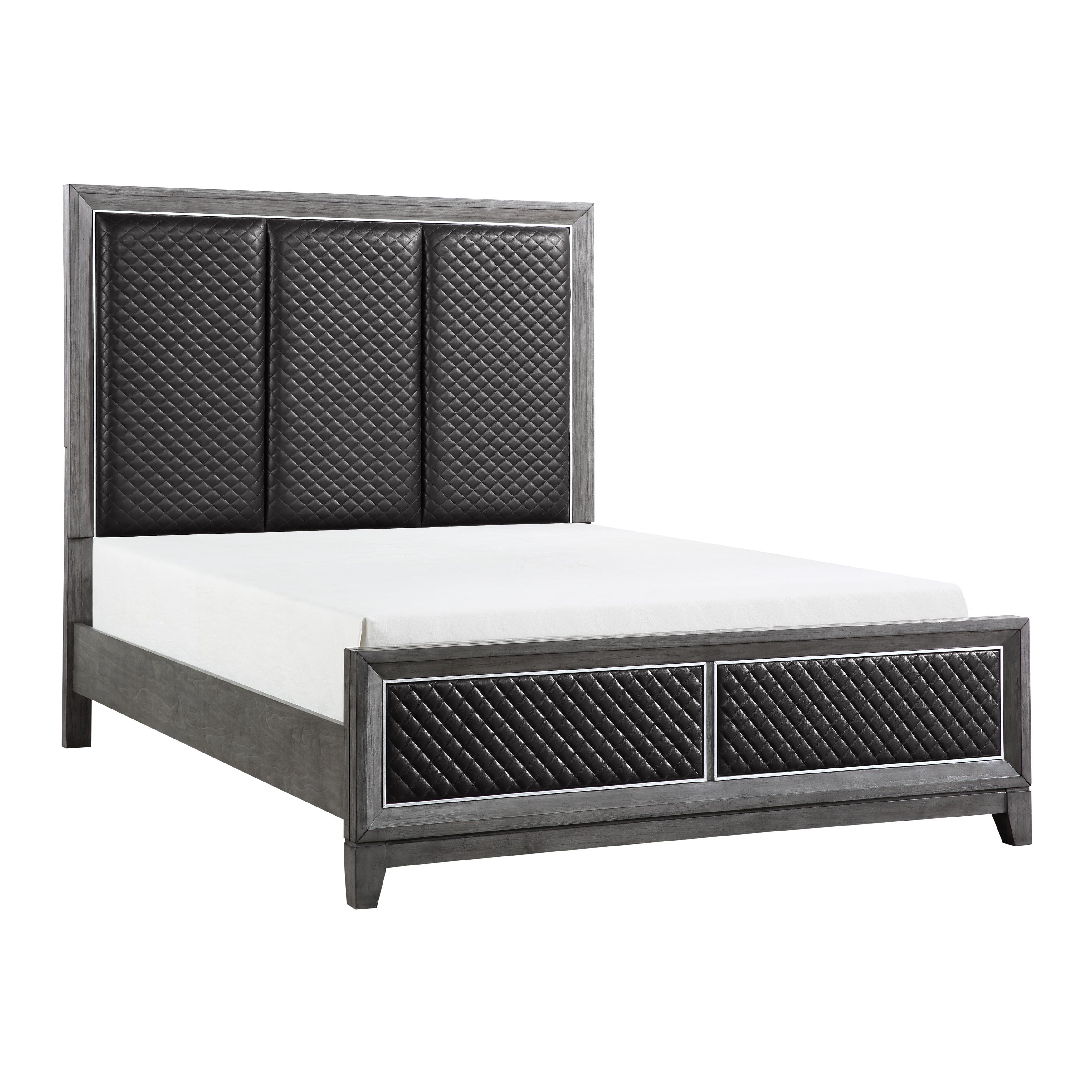 

    
Modern Wire-Brushed Gray Wood Queen Bed Homelegance 1566GY-1* West End
