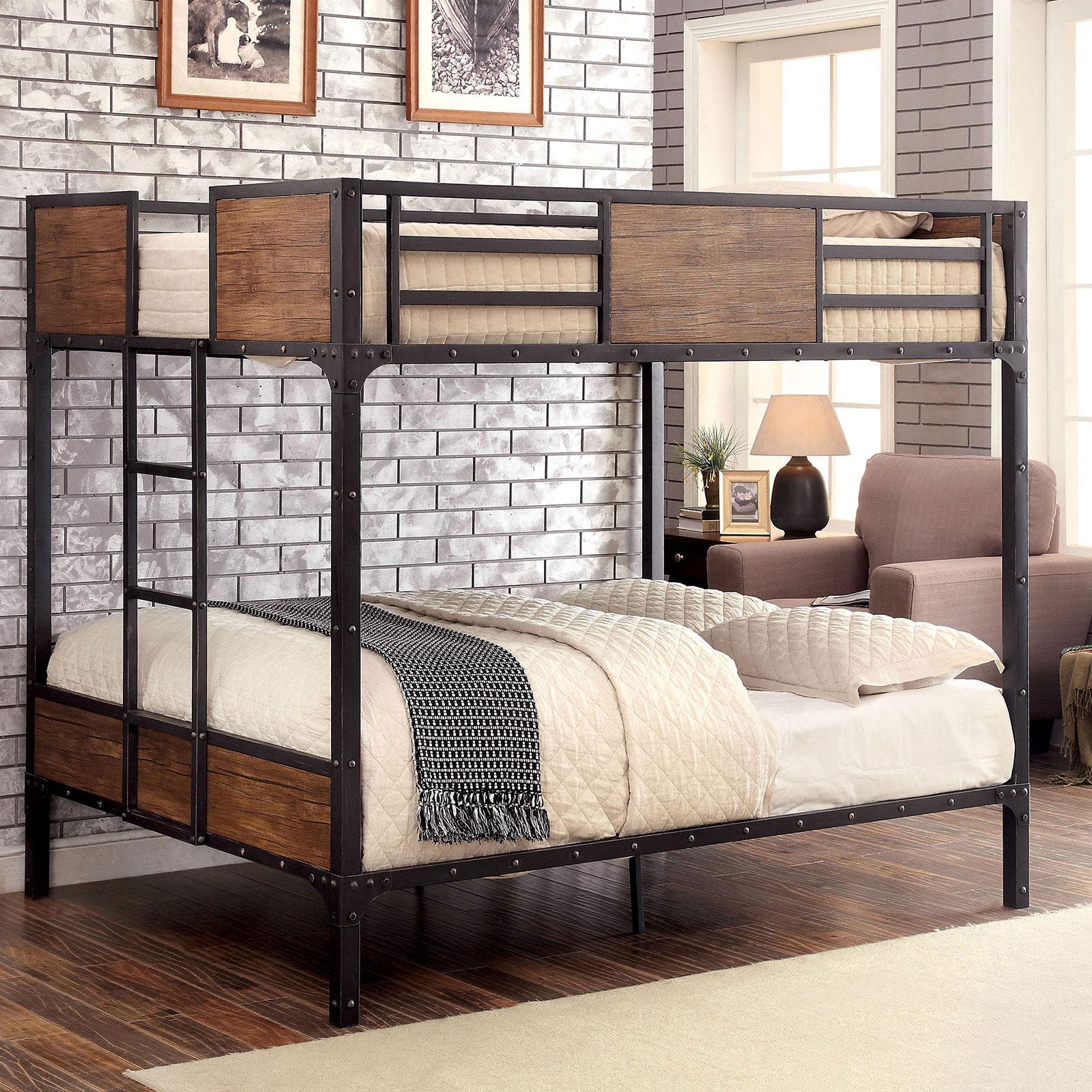 

    
Black Wood Metal Full Bunk Bed CLAPTON CM-BK029FF Furniture of America Modern
