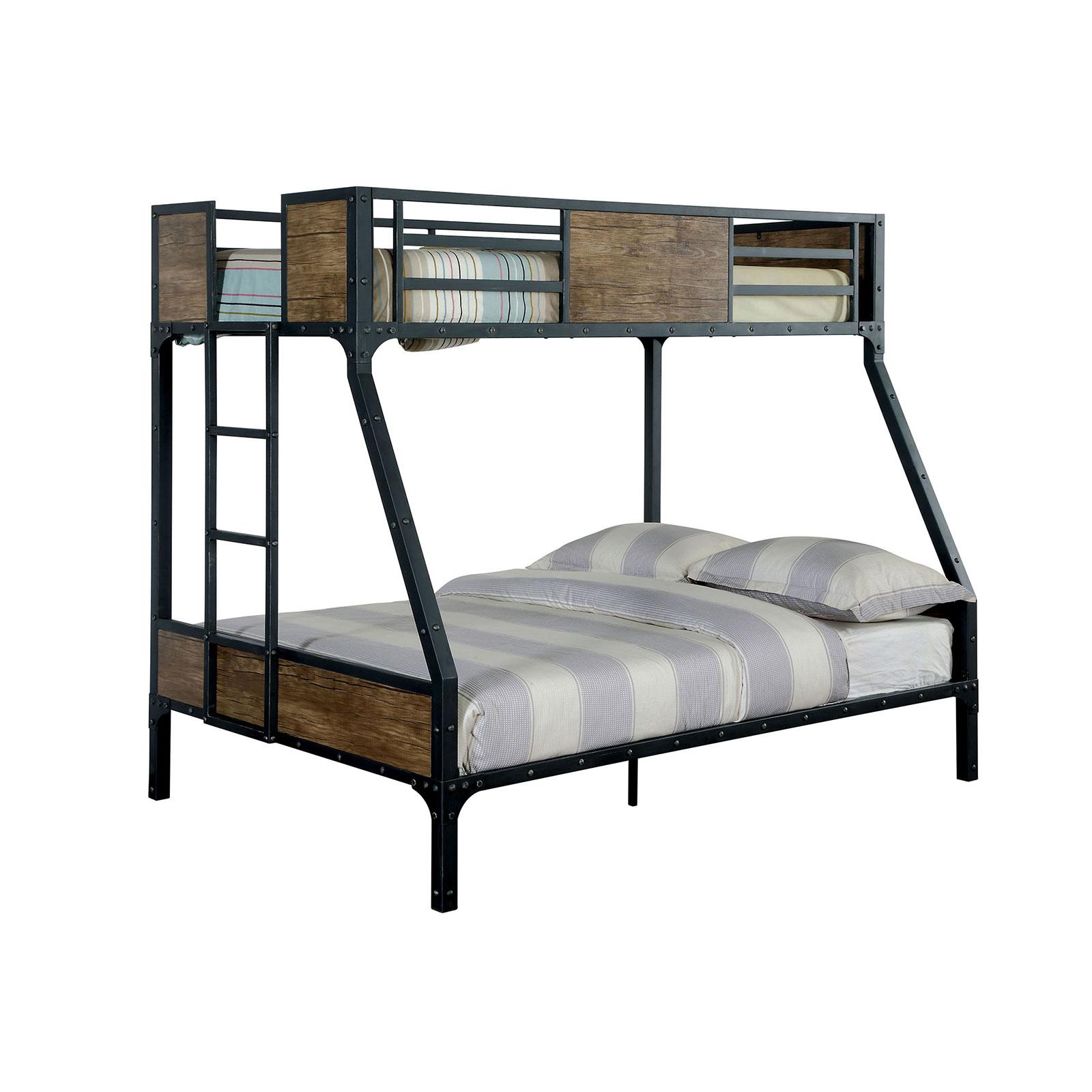 

    
Black Metal Wood Twin/Full Bunk Bed CLAPTON CM-BK029TF Foa Group Industrial
