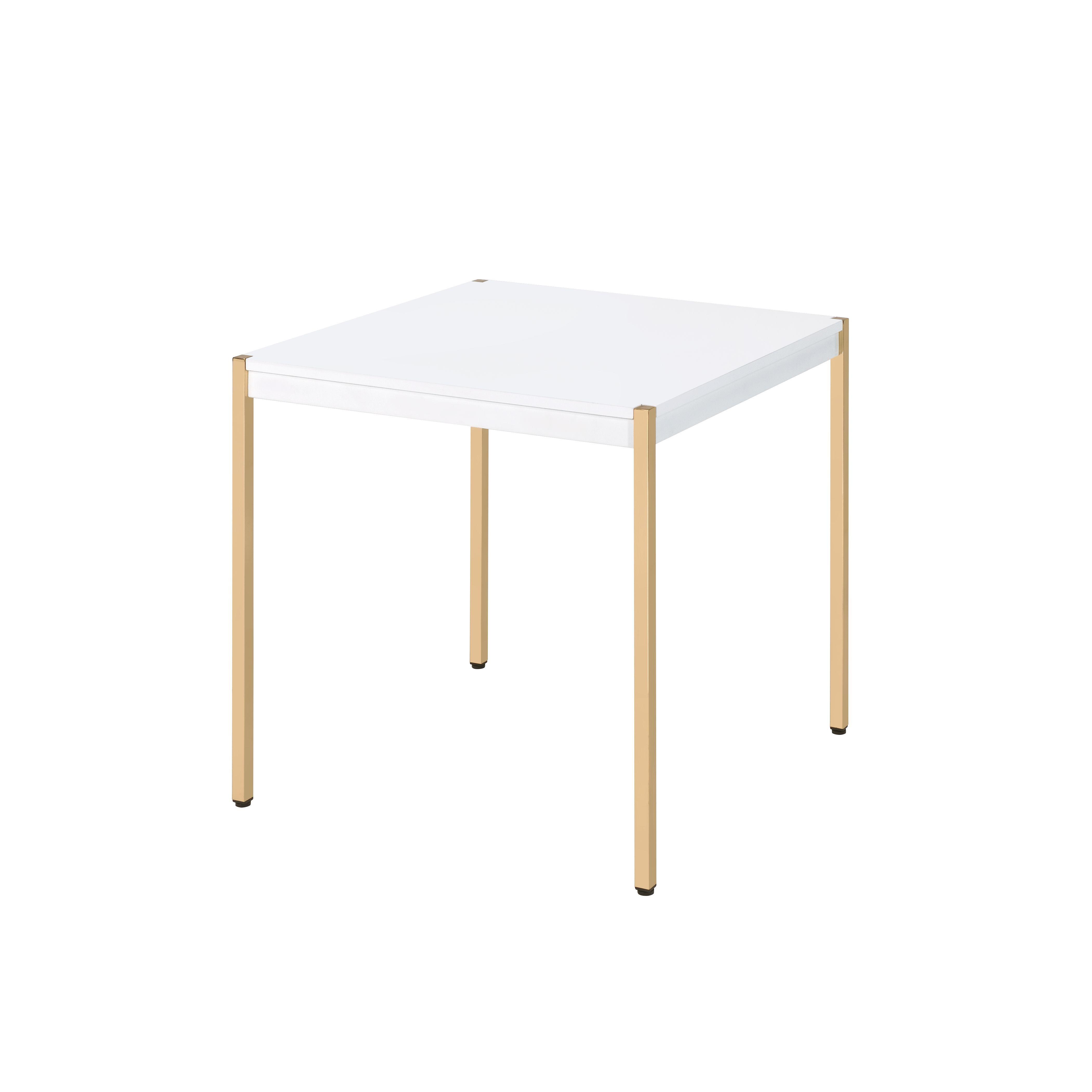 

    
Modern Wood White & Gold End Table by Acme Otrac LV00035
