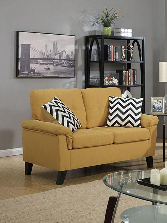 

    
Modern Yellow Fabric Upholstered 2-Pcs Sofa Set F6906 Poundex
