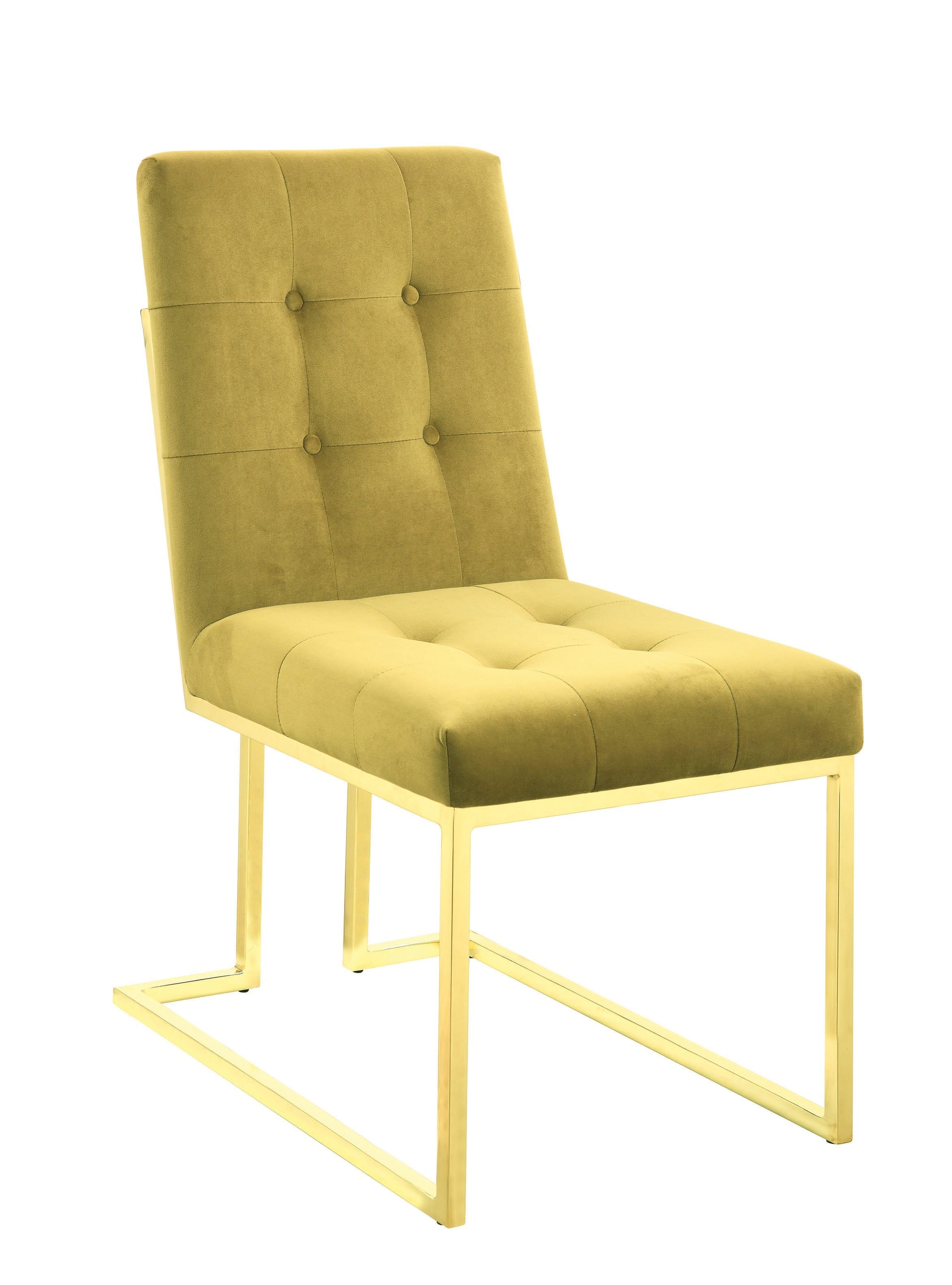 Modern Dining Chair Evianna 190545 in Yellow Fabric