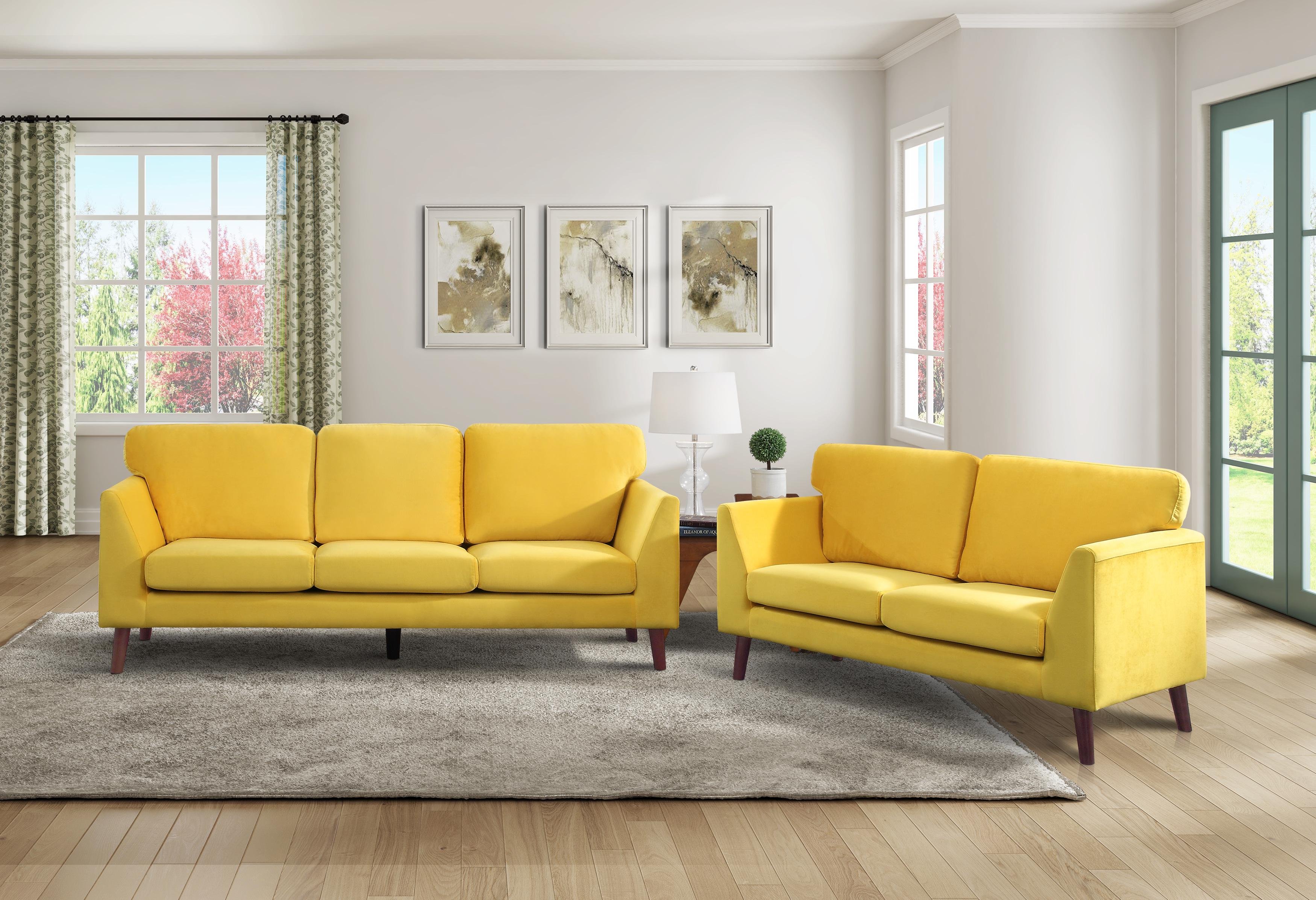 

    
Modern Yellow Velvet Living Room Set 2pcs Homelegance 9338YW Tolley
