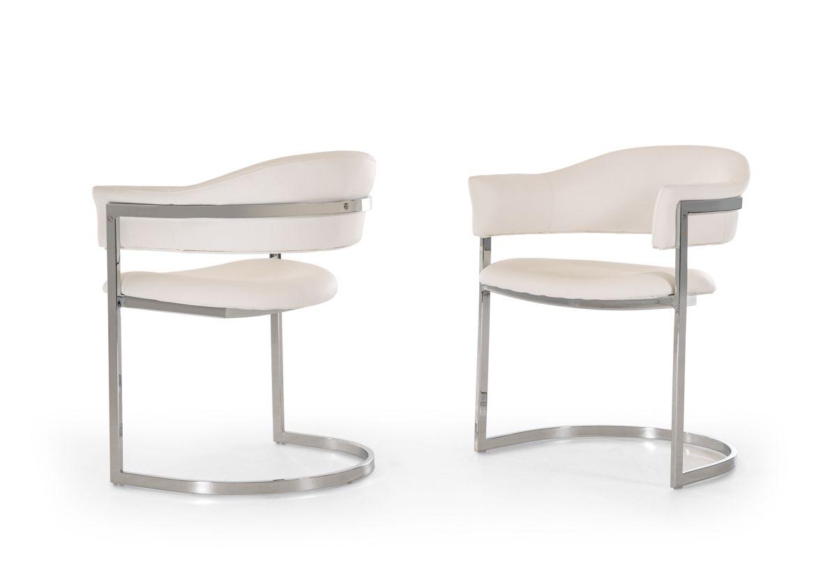 

    
Modern Modrest Allie Contemporary White Leatherette Dining Chair (Set of 2)
