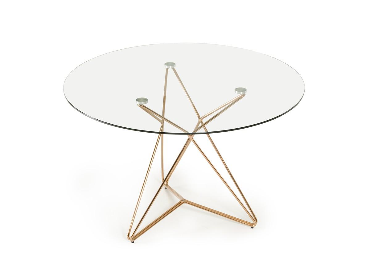 Modern Dining Table Modrest Ashland VGEUMC-6721DT-G in Glass, Gold 
