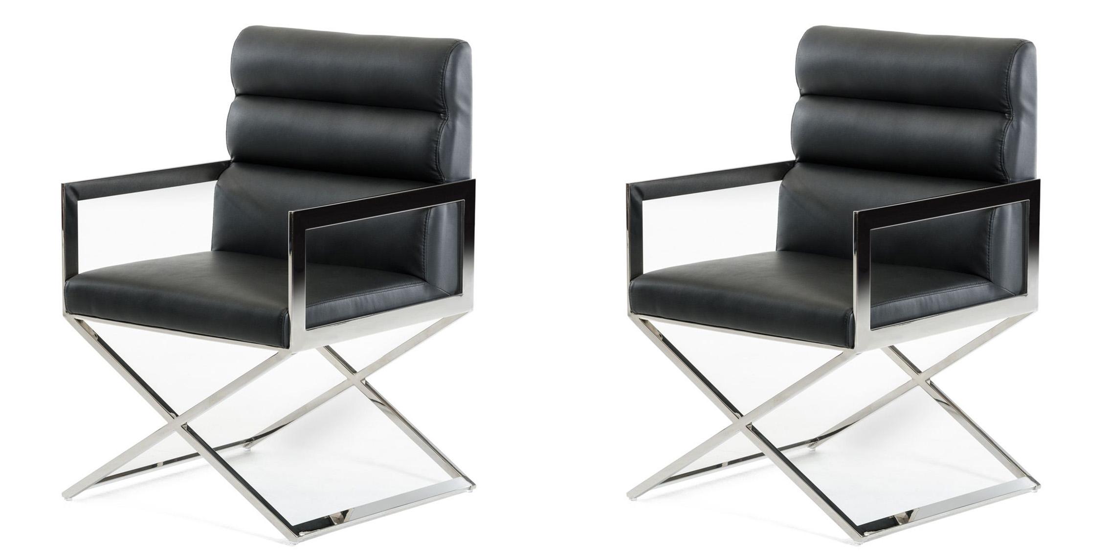 Modern Dining Arm Chair Modrest Capra VGVCB8108VG-BLK in Black 