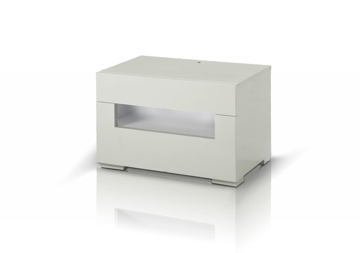 

    
Nightstand w/LED Glossy White Lacquer Modrest Ceres Modern
