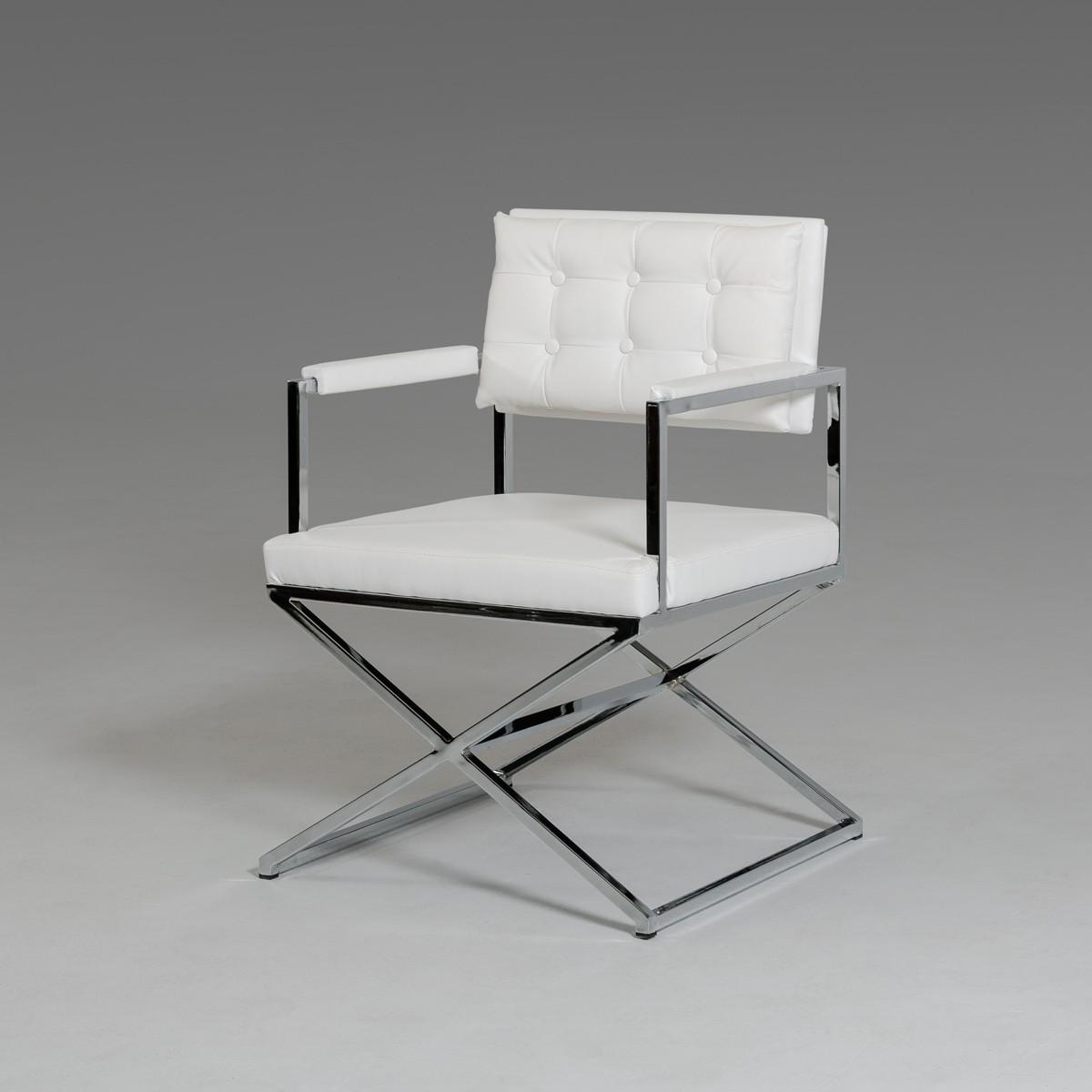 

    
White Leatherette Dining Armchair Set 2Pcs Modrest Cosme Modern
