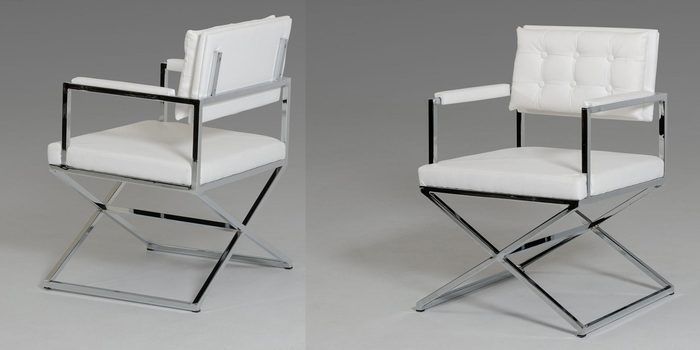Modern Dining Chair Set VGHR4047-WHT-Set-2 VGHR4047-WHT-Set-2 in White Leatherette