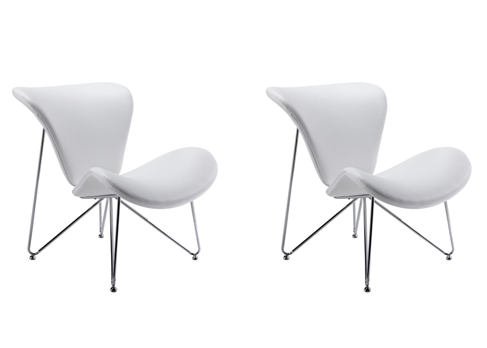 Contemporary, Modern Arm Chair Set Modrest Decatur VGOBTY105-WHT-Set-2 in White Leatherette