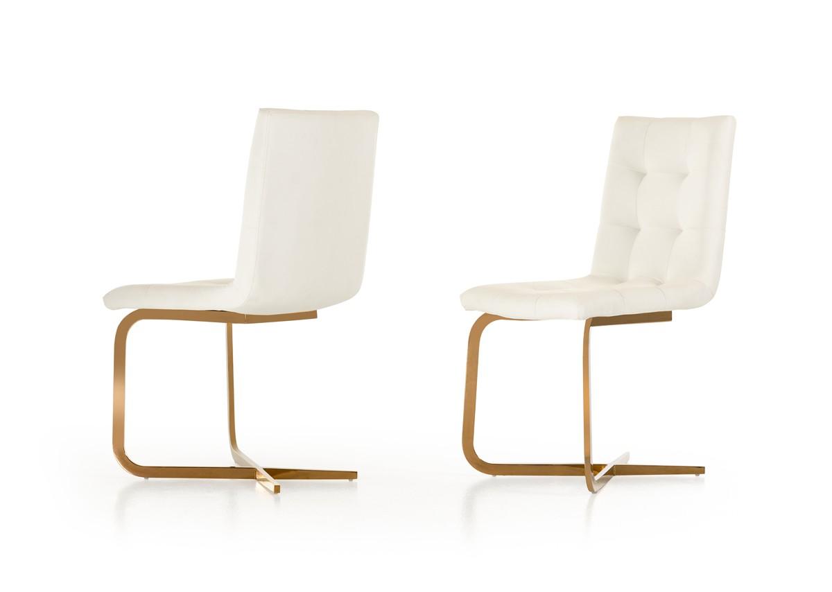 

    
Modern Modrest Haslet White & Rosegold Dining Chair (Set of 2) Contemporary
