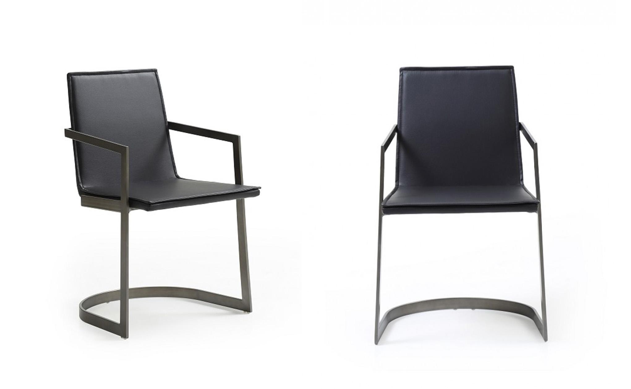 Modern Dining Chair Set Modrest Jago VGVCB825A-BLK-Set-2 in Black Leatherette