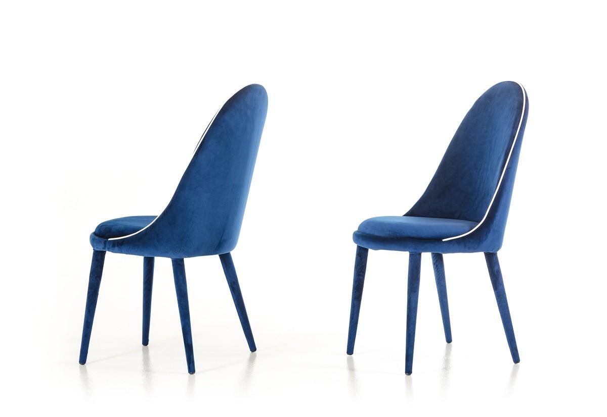 

    
Dining Chair Set 2Pcs Blue & White Fabric Modrest Klamath Modern
