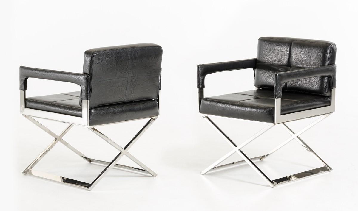 Contemporary, Modern Dining Chair Set VGVC839A-BLK-Set-2 VGVC839A-BLK-Set-2 in Black Bonded Leather