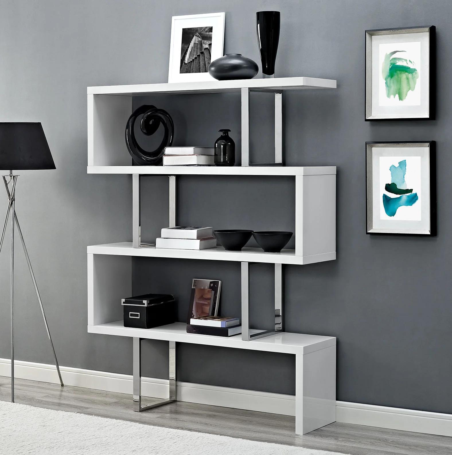 

    
VGBBMD105-WHT Modern White High Gloss Office Bookcase by VIG Modrest Maze
