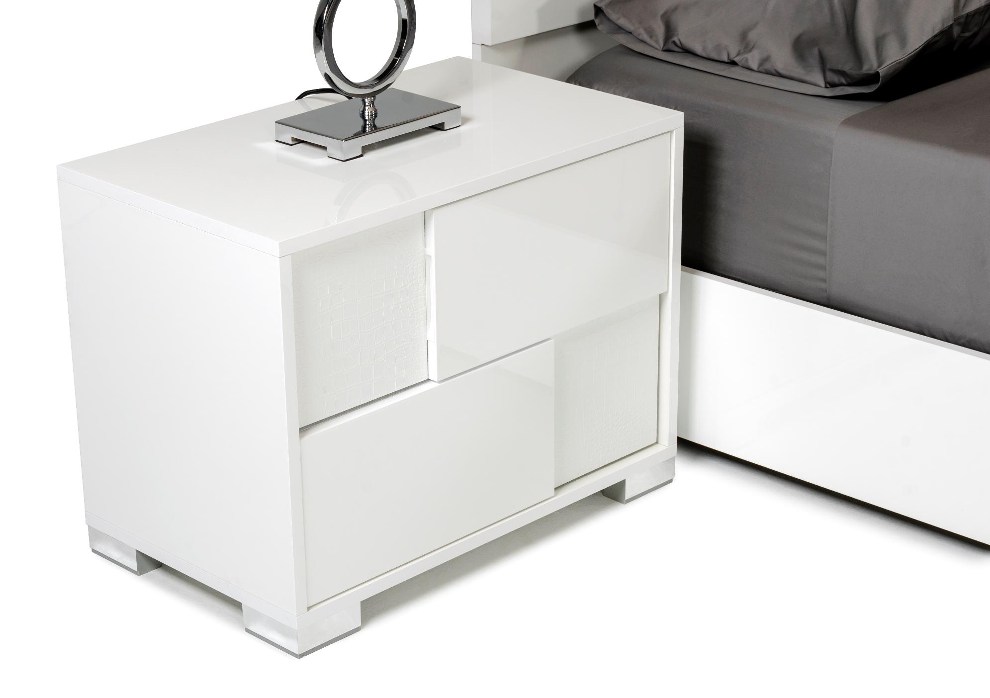 

    
VIIG Modrest Monza White Crocodile Texture Left Nightstand Modern Made In Italy

