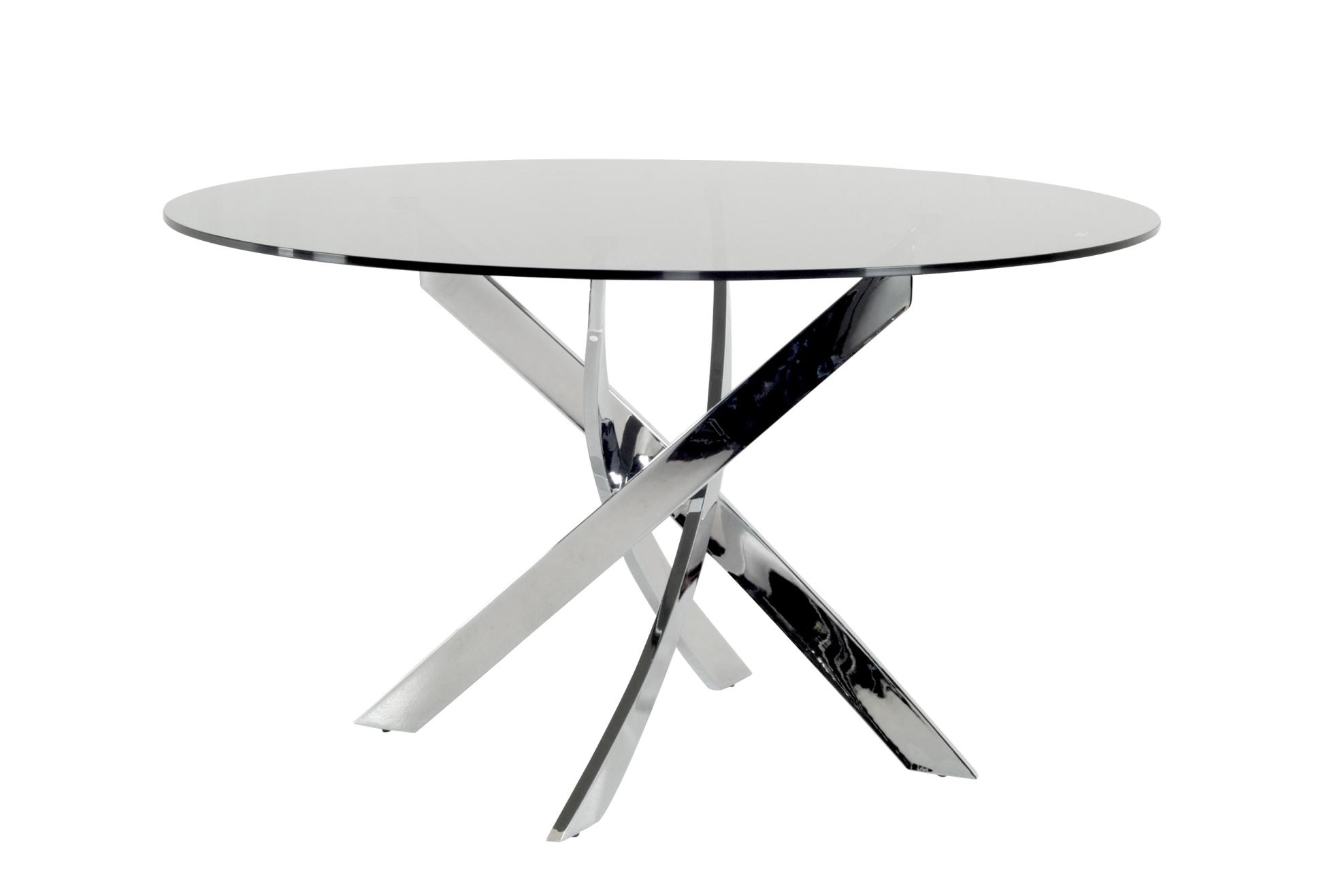 

    
Smoked Glass & Chrome Round Dining Table VIG Modrest Pyrite Modern Contemporary
