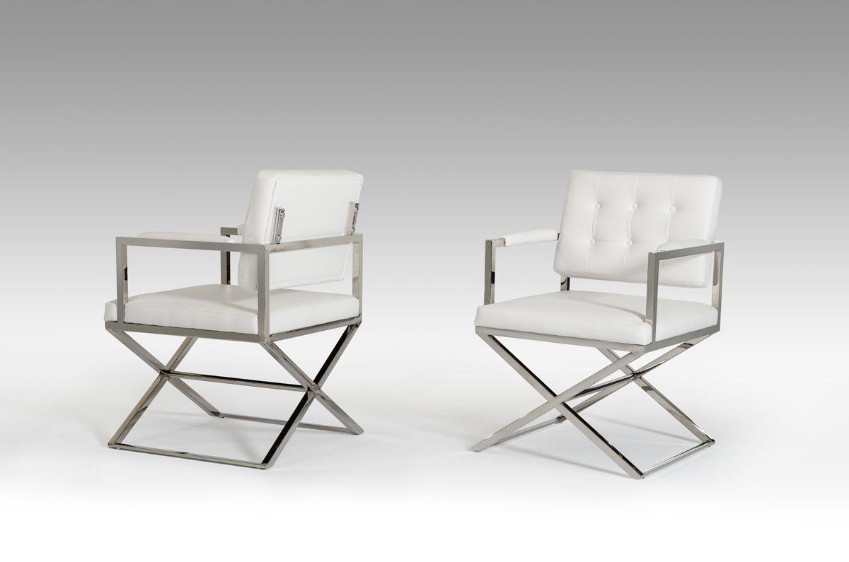 Modern Dining Chair Set Modrest Spielberg VGVCB898A-WHT-Set-2 in White Leatherette